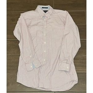 Paul Frederick Dress Shirt Men's 16-33 Red/Blue Button-up Finest two ply cotton